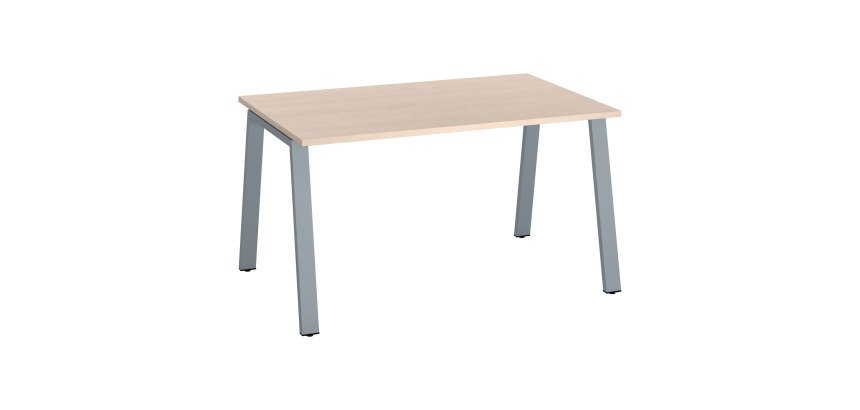 Bureau droit individuel chêne clair 140 x 80 cm, piétement métal - Arch