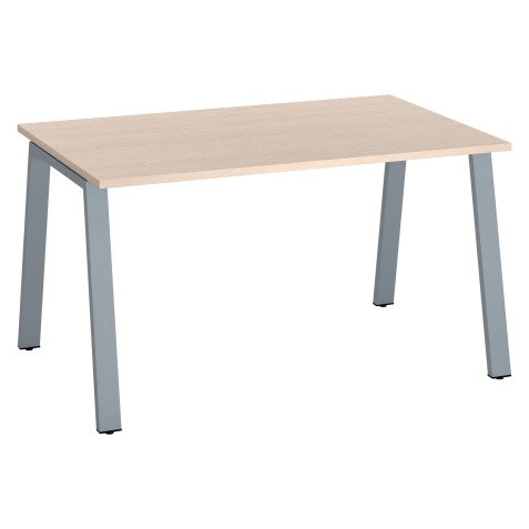 Bureau droit individuel chêne clair 140 x 80 cm, piétement métal - Arch