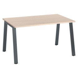 Bureau droit individuel chêne clair 140 x 80 cm, piétement métal - Arch