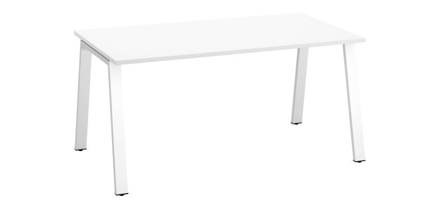 Bureau droit individuel blanc 160 x 80 cm, piétement métal - Arch
