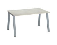 Geradliniger Arbeitstisch Ecla graue Eiche B 140 x T 80 cm metallenes Gestell Ausführung in Aluminium