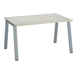 Bureau droit individuel chêne gris 140 x 80 cm, piétement métal - Arch