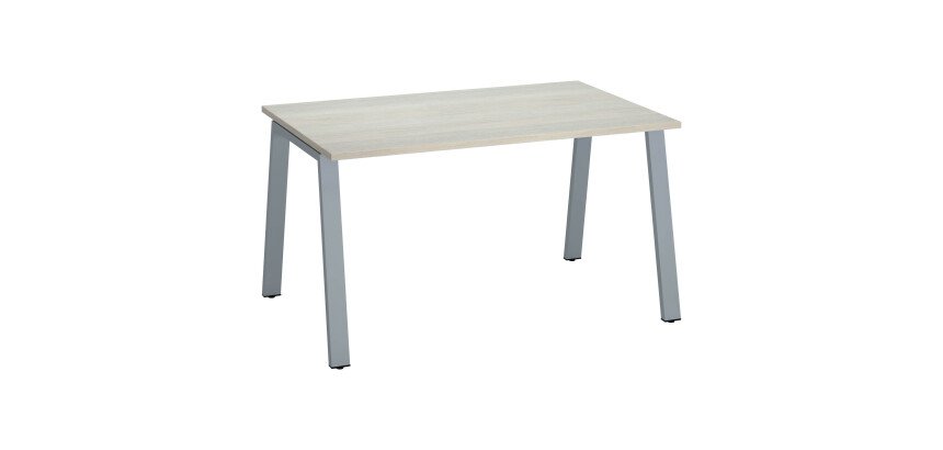 Bureau droit individuel chêne gris 140 x 80 cm, piétement métal - Arch