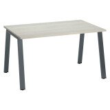Bureau droit individuel chêne gris 140 x 80 cm, piétement métal - Arch