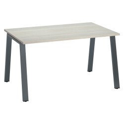 Bureau droit individuel chêne gris 140 x 80 cm, piétement métal - Arch