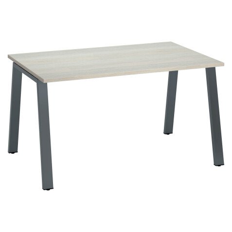 Bureau droit individuel chêne gris 140 x 80 cm, piétement métal - Arch
