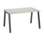 Bureau droit individuel chêne gris 140 x 80 cm, piétement métal - Arch