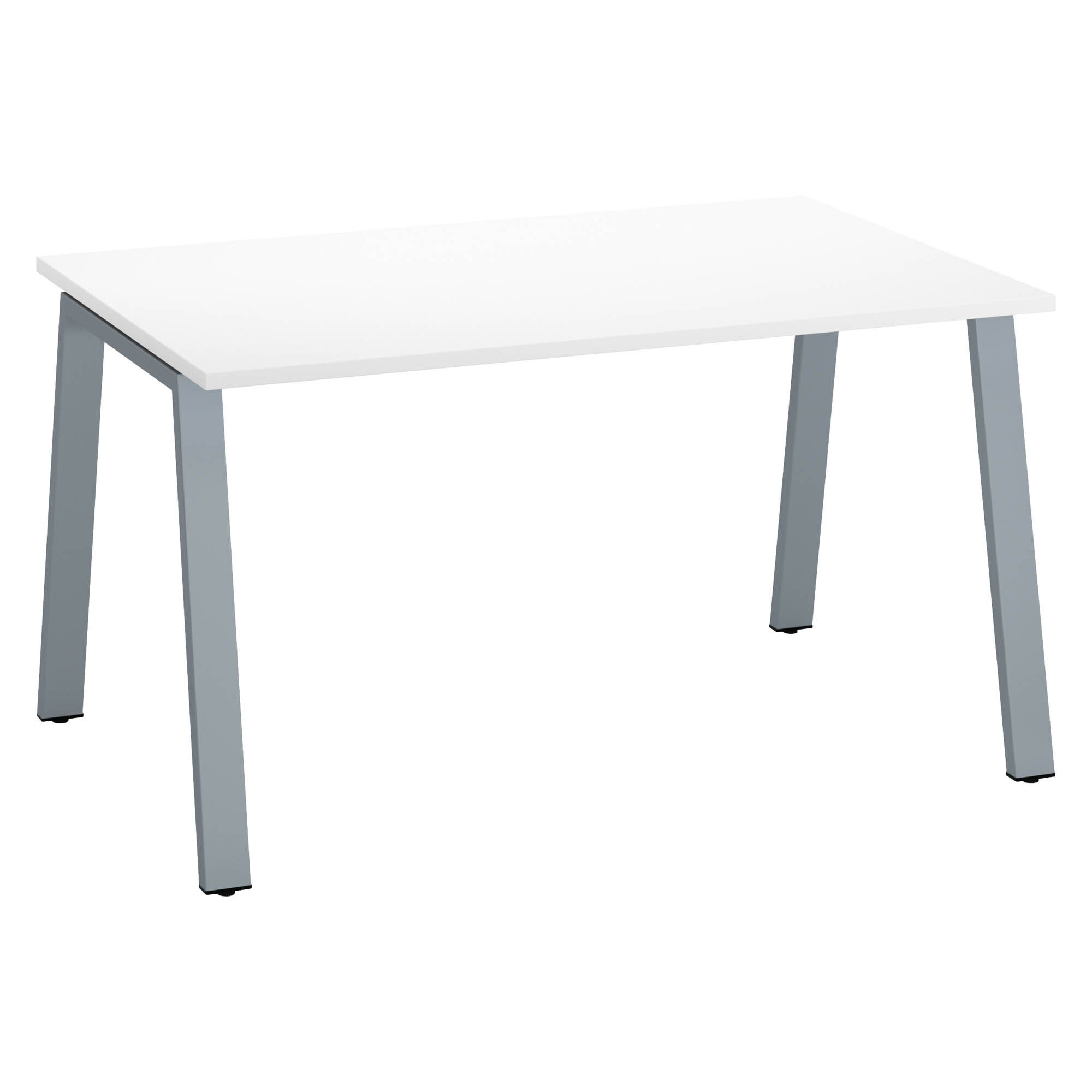 Bureau droit individuel blanc 140 x 80 cm, piétement métal - Arch