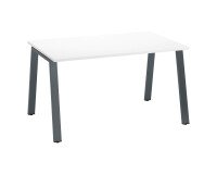 Geradliniger Arbeitstisch Ecla weiß B 140 x T 80 cm metallenes Gestell Ausführung in Anthrazit