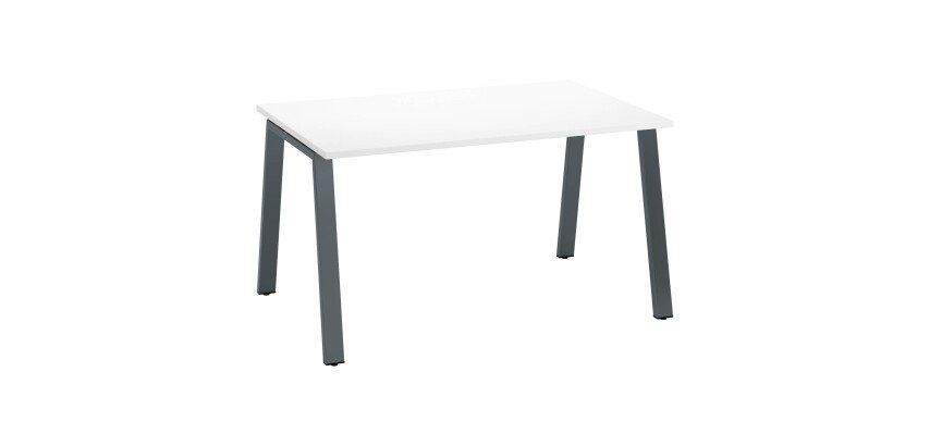 Bureau droit individuel blanc 140 x 80 cm, piétement métal - Arch