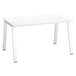 Bureau droit individuel blanc 140 x 80 cm, piétement métal - Arch