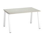 Bureau droit individuel chêne gris 140 x 80 cm, piétement métal - Arch