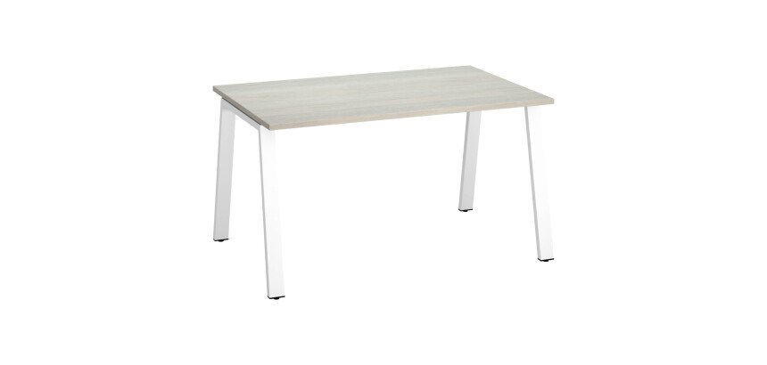 Bureau droit individuel chêne gris 140 x 80 cm, piétement métal - Arch