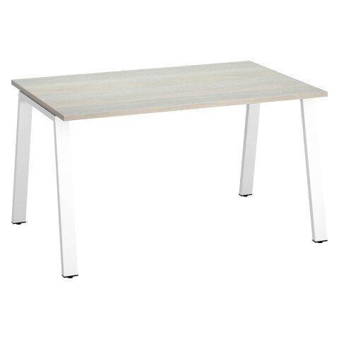Mesa recta Ecla roble gris An 140 x Fon 80 cm patas metal blancas