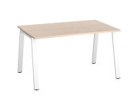 Rechte werkpost ECLA lichte eik B 140 x D 80 cm metalen onderstel afwerking wit