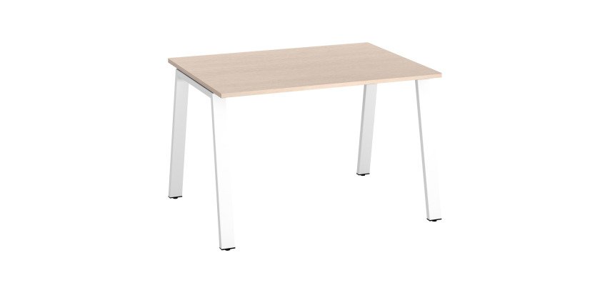 Bureau droit individuel chêne clair 120 x 80 cm, piétement métal - Arch
