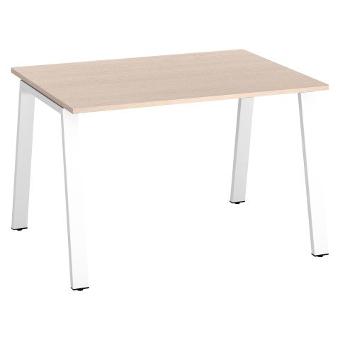 Mesa recta Ecla roble claro An 120 x Fon 80 cm patas metal blancas