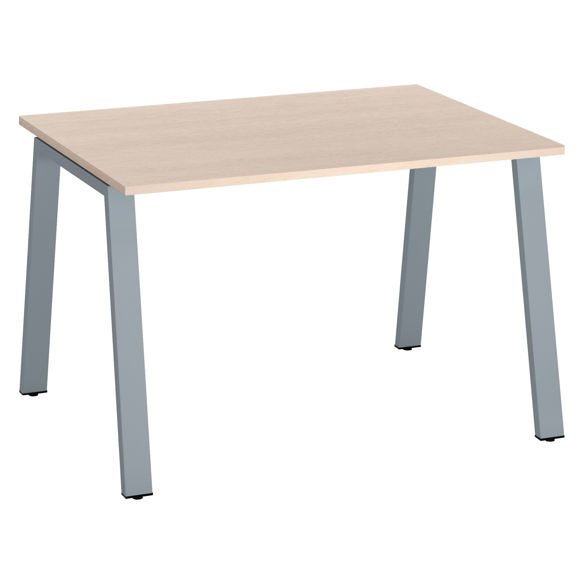 Bureau droit individuel chêne clair 120 x 80 cm, piétement métal - Arch