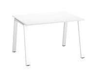 Rechte werkpost ECLA wit B 120 x D 80 cm metalen onderstel afwerking wit