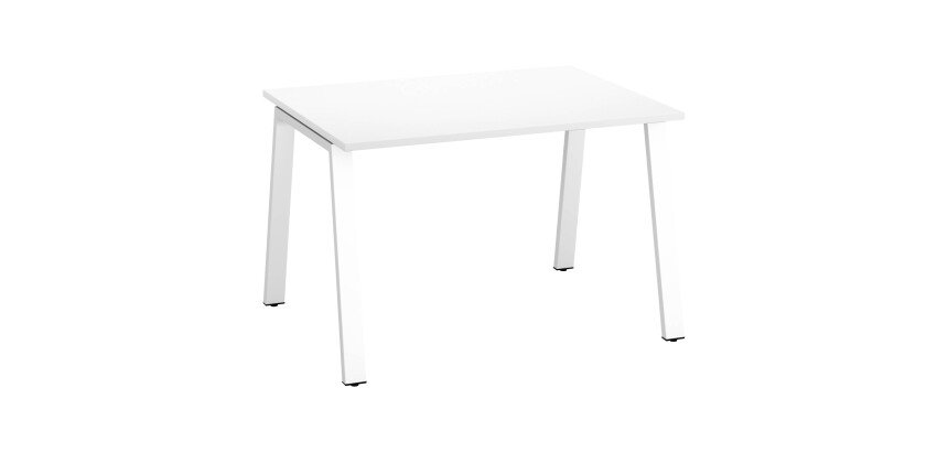 Bureau droit individuel blanc 120 x 80 cm, piétement métal - Arch