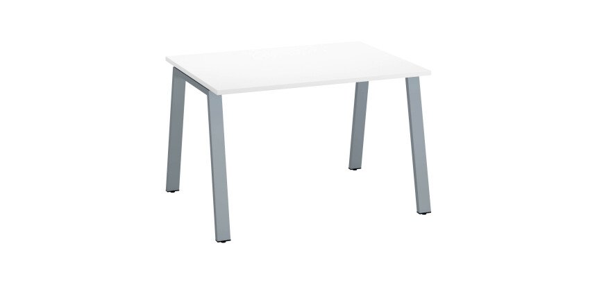 Bureau droit individuel blanc 120 x 80 cm, piétement métal - Arch