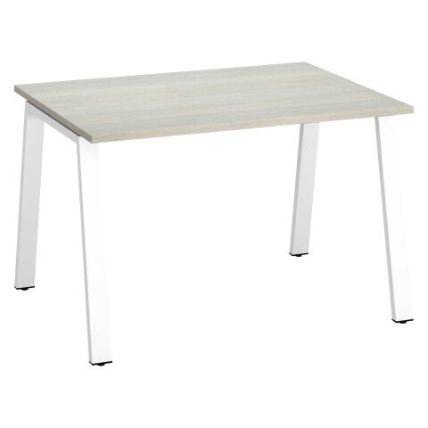 Mesa recta Ecla roble gris An 120 x Fon 80 cm patas metal blancas