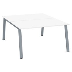 Pôle de 2 bureaux droits blanc L 140 x P 80 cm piétement métal - Arch