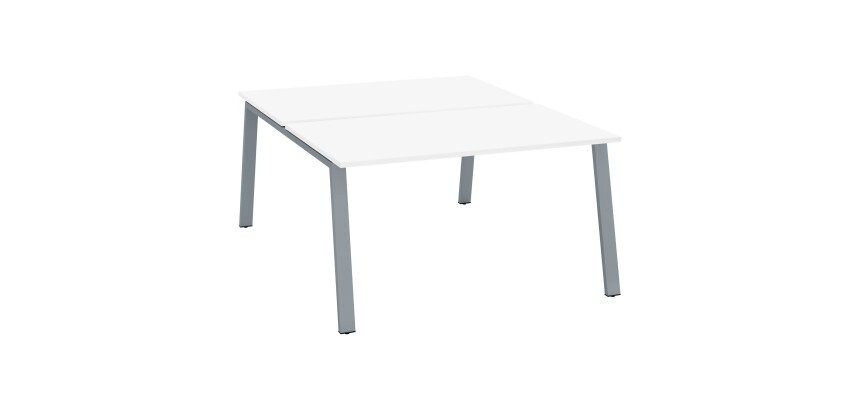 Pôle de 2 bureaux droits blanc L 140 x P 80 cm piétement métal - Arch