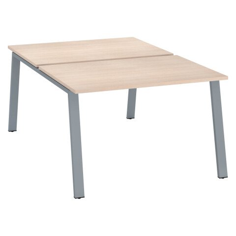 Conjunto de 2 mesas Ecla roble claro An 120 x Fon 80 cm patas metal aluminio - elemento inicial