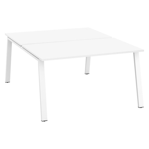 Pôle de 2 bureaux droits blanc L 140 x P 80 cm piétement métal - Arch