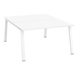 Pôle de 2 bureaux droits blanc L 140 x P 80 cm piétement métal - Arch