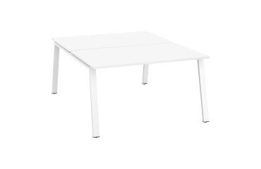 Pack pole de 2 bureaux Ecla L 140 x P 80 cm  piètement métal blanc + platines pour plateaux coulissants offerts