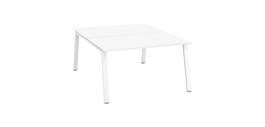 Pôle de 2 bureaux droits blanc L 140 x P 80 cm piétement métal - Arch