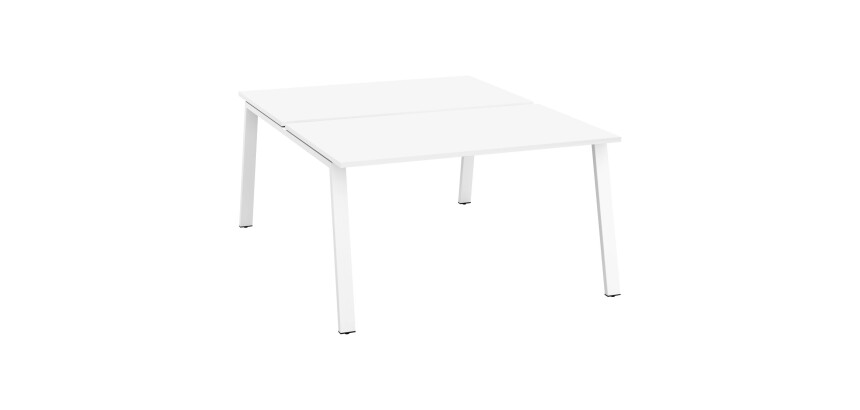 Pôle de 2 bureaux droits blanc L 140 x P 80 cm piétement métal - Arch
