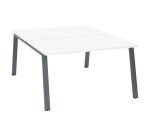 Pôle de 2 bureaux droits blanc L 140 x P 80 cm piétement métal - Arch