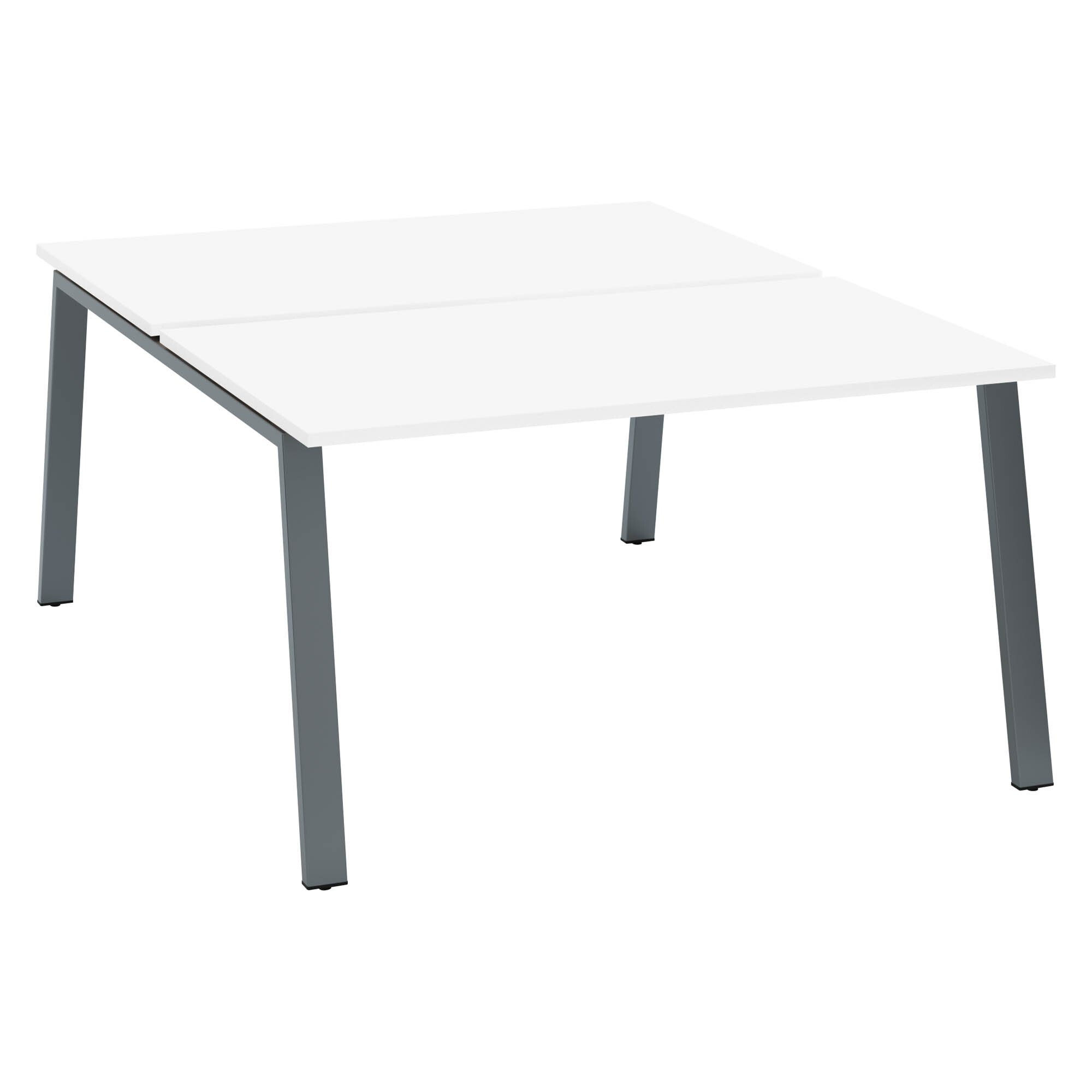 Pôle de 2 bureaux droits blanc L 140 x P 80 cm piétement métal - Arch