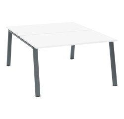 Pôle de 2 bureaux droits blanc L 140 x P 80 cm piétement métal - Arch