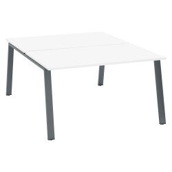 Pôle de 2 bureaux droits blanc L 140 x P 80 cm piétement métal - Arch