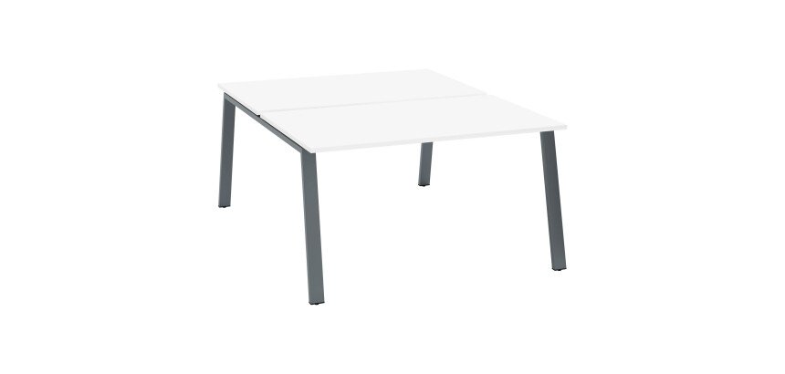 Pôle de 2 bureaux droits blanc L 140 x P 80 cm piétement métal - Arch