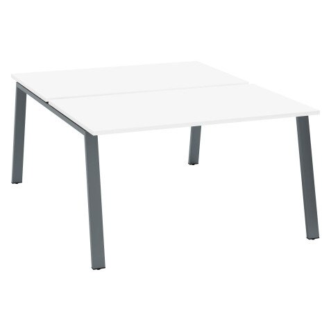 Pôle de 2 bureaux droits blanc L 140 x P 80 cm piétement métal - Arch