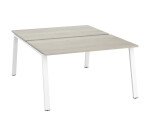 Pôle de 2 bureaux droits chêne gris L 140 x P 166 cm piétement métal - Arch