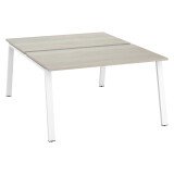 Pôle de 2 bureaux droits chêne gris L 140 x P 80 cm piétement métal - Arch