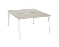 Pôle de 2 bureaux droits chêne gris L 140 x P 80 cm piétement métal - Arch