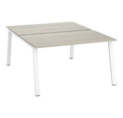 Pôle de 2 bureaux droits chêne gris L 140 x P 166 cm piétement métal - Arch