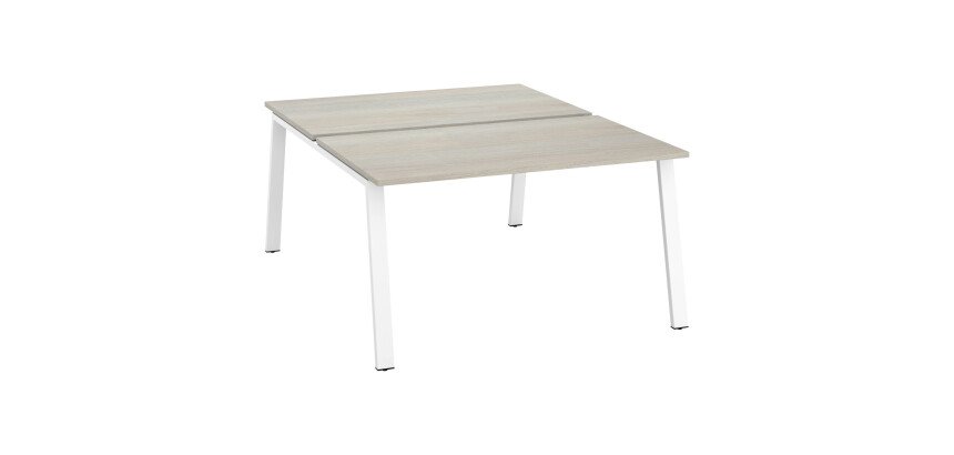 Pôle de 2 bureaux droits chêne gris L 140 x P 166 cm piétement métal - Arch