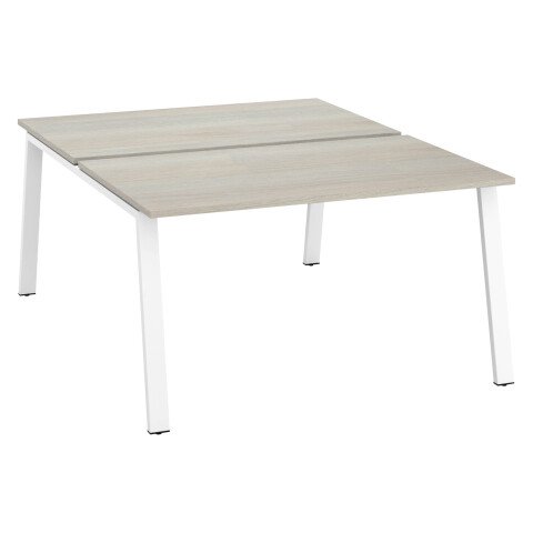 Conjunto de 2 mesas Ecla roble gris An 140 x Fon 80 cm patas metal blancas - elemento inicial