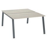 Pôle de 2 bureaux droits chêne gris L 140 x P 80 cm piétement métal - Arch
