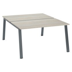 Pôle de 2 bureaux droits chêne gris L 140 x P 80 cm piétement métal - Arch