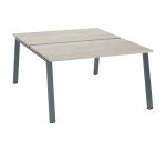 Pôle de 2 bureaux droits chêne gris L 140 x P 166 cm piétement métal - Arch