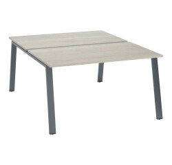 Pôle de 2 bureaux droits chêne gris L 140 x P 80 cm piétement métal - Arch